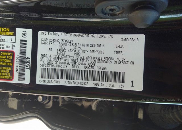 5TFCZ5AN6JX165179 2018 TOYOTA TACOMA