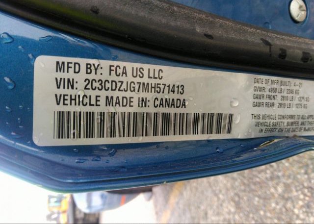 2021 DODGE CHALLENGER(VIN: 2C3CDZJG7MH571413