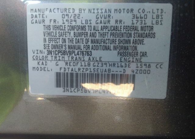 2023 NISSAN KICKS(VIN: 3N1CP5BV9PL476763