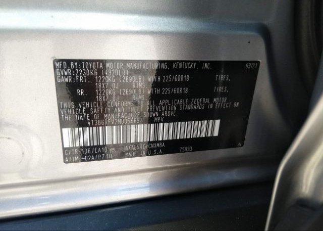 2021 TOYOTA RAV4(VIN: 4T3B6RFV2MU056697