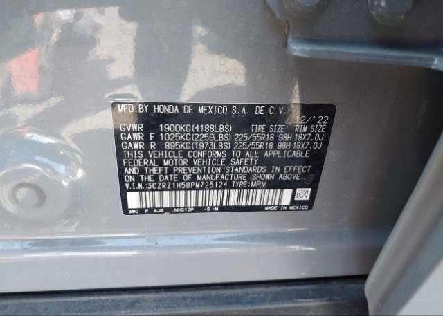 2023 HONDA HR-V(VIN: 3CZRZ1H58PM725124