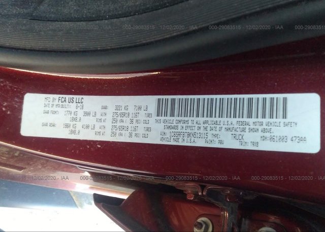 1C6SRFBT8KN513115 2019 RAM 1500