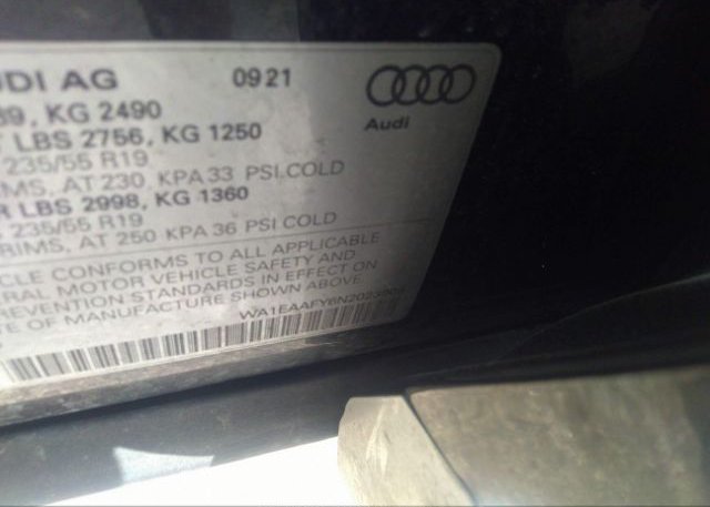 2022 AUDI Q5(VIN: WA1EAAFY6N2023908