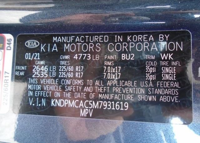 2021 KIA SPORTAGE(VIN: KNDPMCAC5M7931619