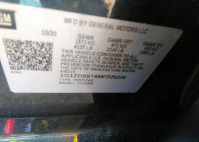 2021 CHEVROLET MALIBU(VIN: 1G1ZD5ST6MF026226