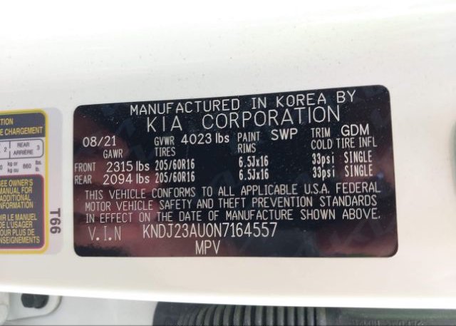 2022 KIA SOUL(VIN: KNDJ23AU0N7164557