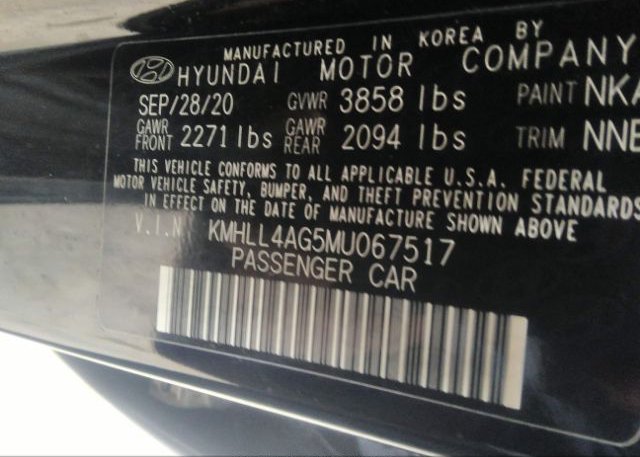 2021 HYUNDAI ELANTRA(VIN: KMHLL4AG5MU067517