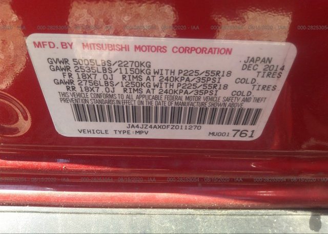JA4JZ4AX0FZ011270 2015 MITSUBISHI OUTLANDER