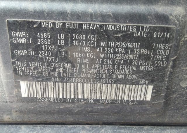 4S4BRBCC0E3279192 2014 SUBARU OUTBACK