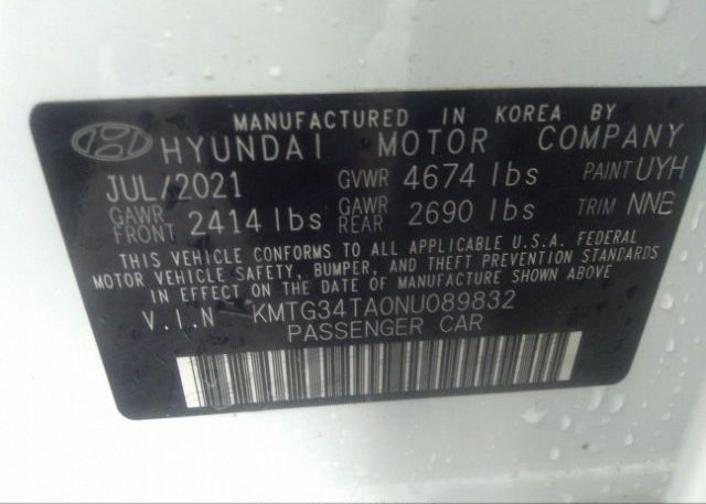 2022 GENESIS G70(VIN: KMTG34TA0NU089832