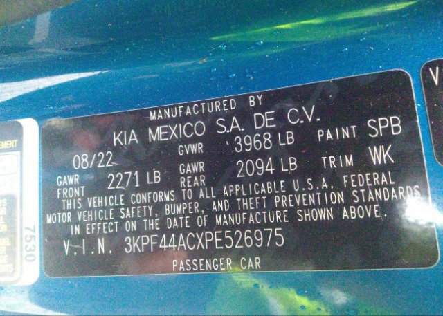 2023 KIA FORTE(VIN: 3KPF44ACXPE526975
