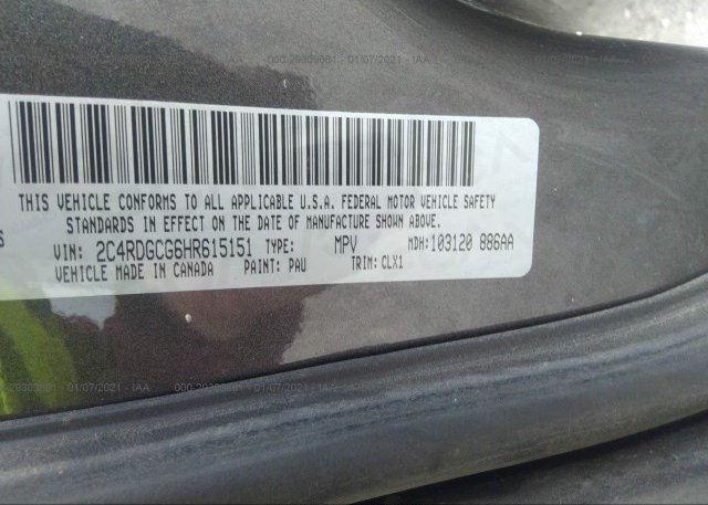 2C4RDGCG6HR615151 2017 DODGE GRAND CARAVAN