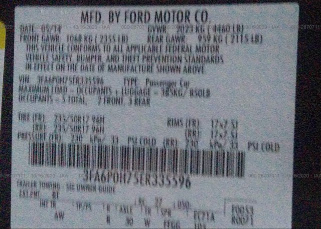 3FA6P0H75ER335596 2014 FORD FUSION