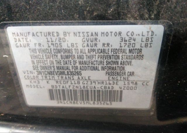 2021 NISSAN VERSA(VIN: 3N1CN8EV5ML835265