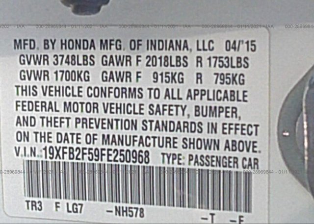 19XFB2F59FE250968 2015 HONDA CIVIC SEDAN
