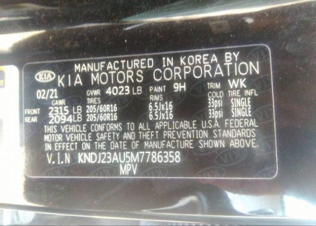 2021 KIA SOUL(VIN: KNDJ23AU5M7786358