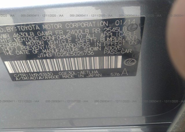 JTHBF1D25E5025736 2014 LEXUS IS 250