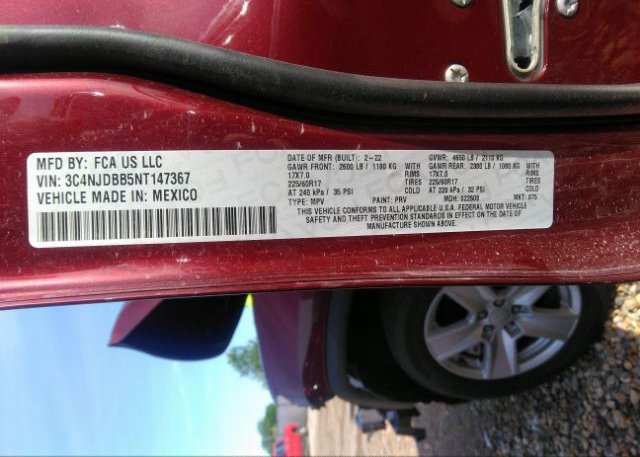 2022 JEEP COMPASS(VIN: 3C4NJDBB5NT147367