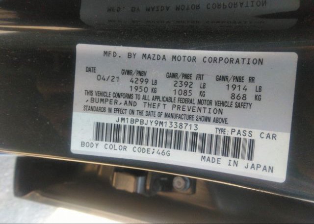 2021 MAZDA MAZDA3 HATCHBACK(VIN: JM1BPBJY9M1338713