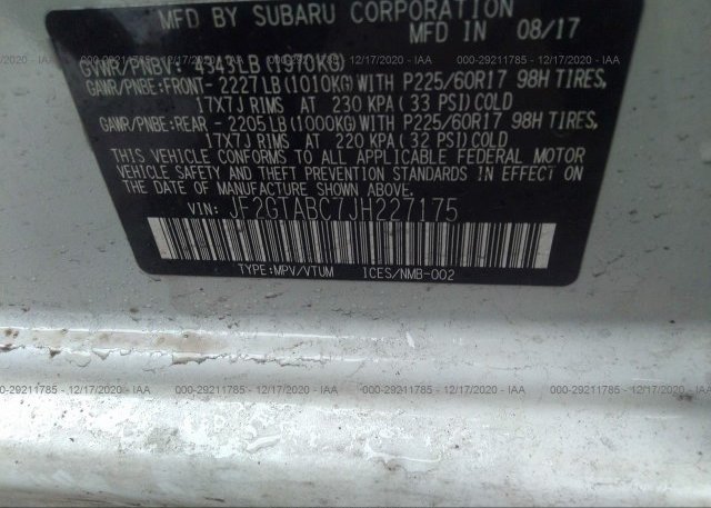 JF2GTABC7JH227175 2018 SUBARU CROSSTREK
