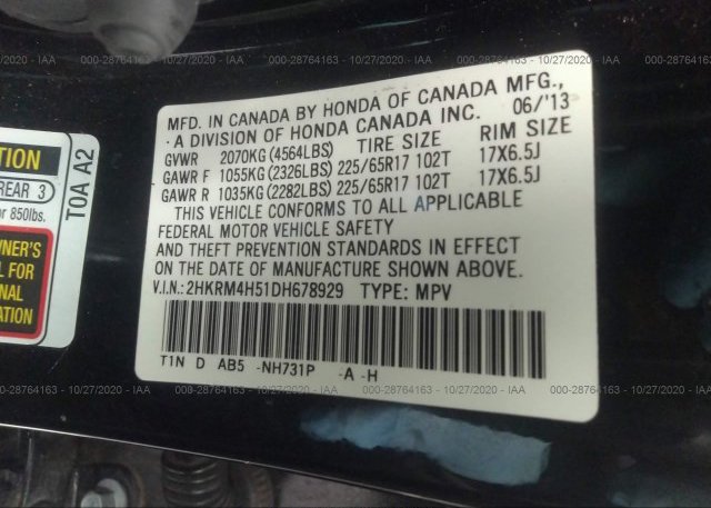 2HKRM4H51DH678929 2013 HONDA CR-V