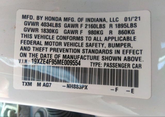 2021 HONDA INSIGHT(VIN: 19XZE4F95ME009554
