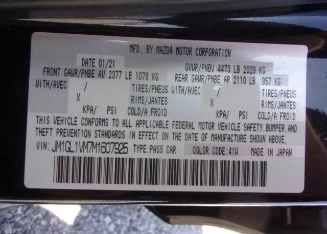 2021 MAZDA MAZDA6(VIN: JM1GL1VM7M1607925