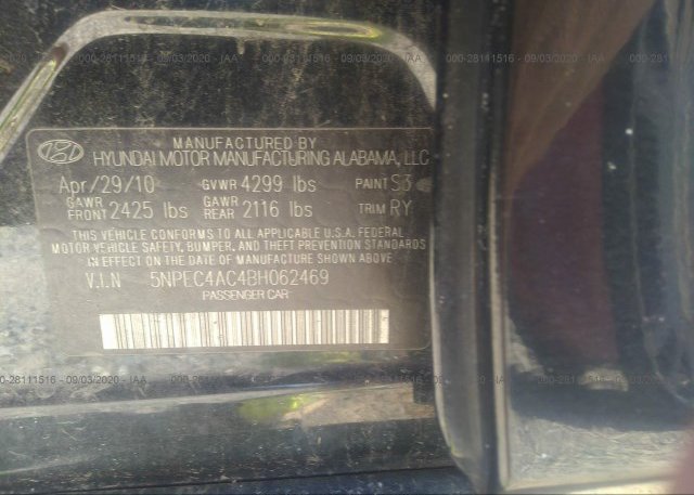 5NPEC4AC4BH062469 2011 HYUNDAI SONATA