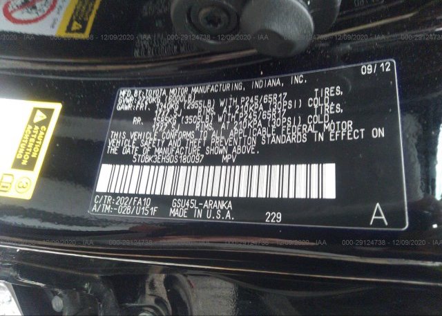 5TDBK3EH9DS180097 2013 TOYOTA HIGHLANDER
