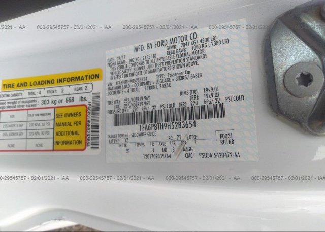 1FA6P8TH9H5283654 2017 FORD MUSTANG