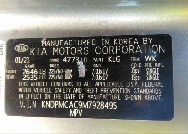 2021 KIA SPORTAGE(VIN: KNDPMCAC9M7928495