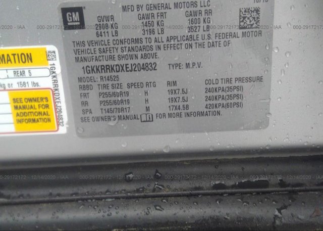 1GKKRRKDXEJ204832 2014 GMC ACADIA