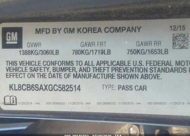 KL8CB6SAXGC582514 2016 CHEVROLET SPARK