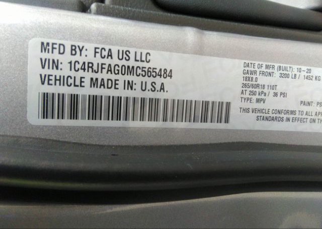 2021 JEEP GRAND CHEROKEE(VIN: 1C4RJFAG0MC565484