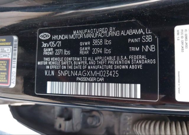 2021 HYUNDAI ELANTRA(VIN: 5NPLN4AGXMH023425