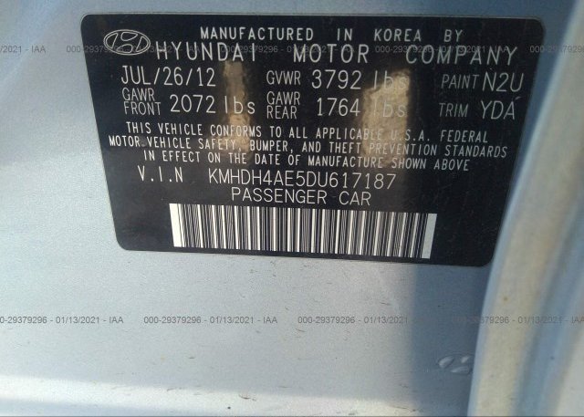 KMHDH4AE5DU617187 2013 HYUNDAI ELANTRA