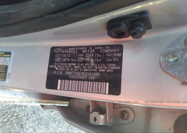 KMHCT5AE3EU141488 2014 HYUNDAI ACCENT