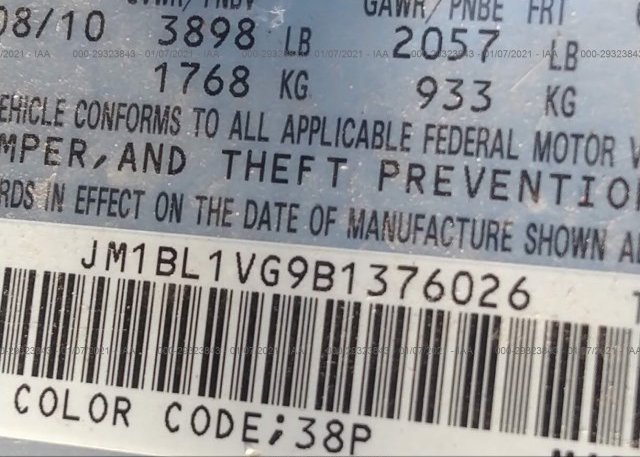 JM1BL1VG9B1376026 2011 MAZDA MAZDA3