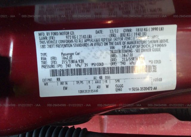 1FADP3F20DL219669 2013 FORD FOCUS