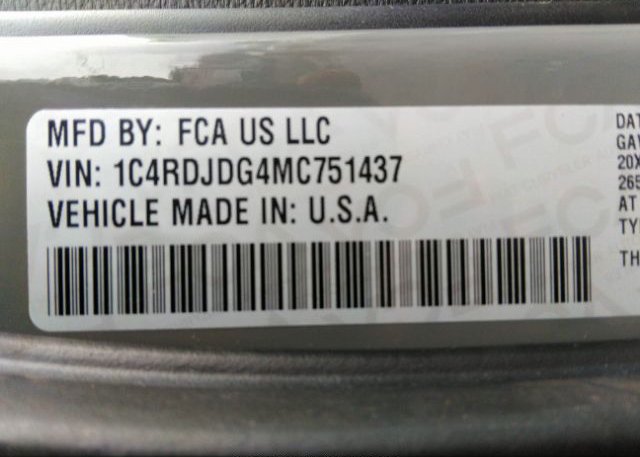 2021 DODGE DURANGO(VIN: 1C4RDJDG4MC751437