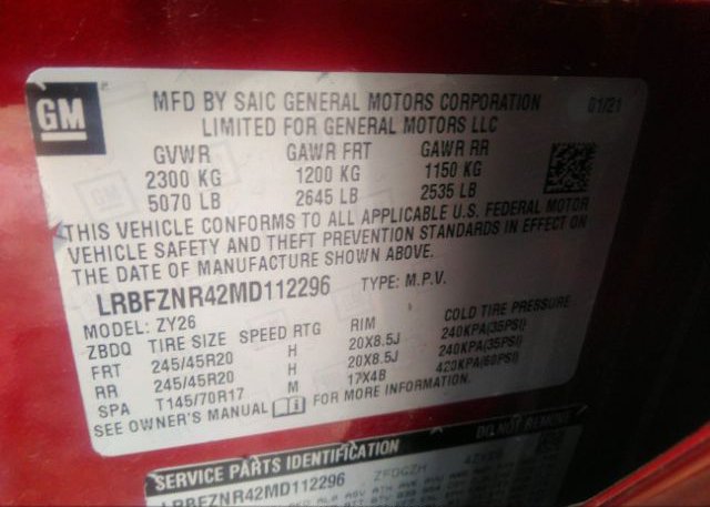 2021 BUICK ENVISION(VIN: LRBFZNR42MD112296
