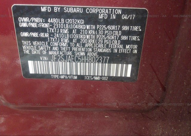 JF2SJAEC5HH802377 2017 SUBARU FORESTER