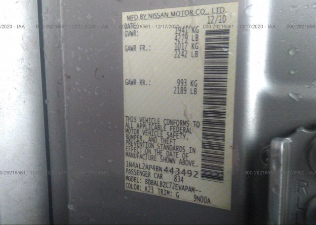 1N4AL2AP4BN443492 2011 NISSAN ALTIMA