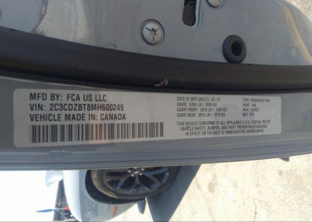 2021 DODGE CHALLENGER(VIN: 2C3CDZBT8MH600249