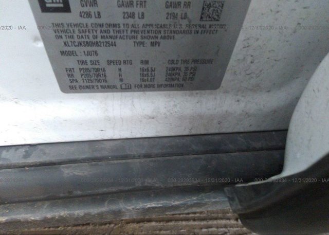 KL7CJKSB0HB212544 2017 CHEVROLET TRAX