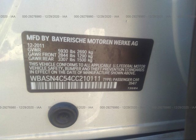 WBASN4C54CC210111 2012 BMW 5 SERIES GRAN TURISMO