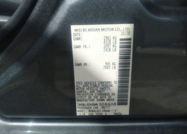 2021 NISSAN ALTIMA(VIN: 1N4BL4DV6MN308608