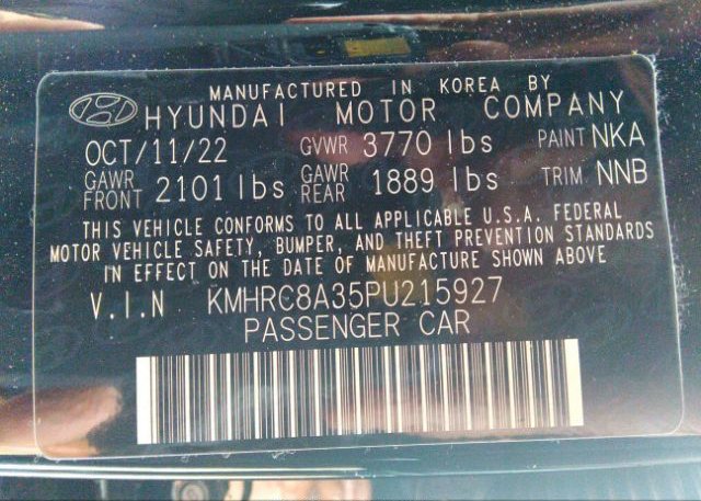 2023 HYUNDAI VENUE(VIN: KMHRC8A35PU215927
