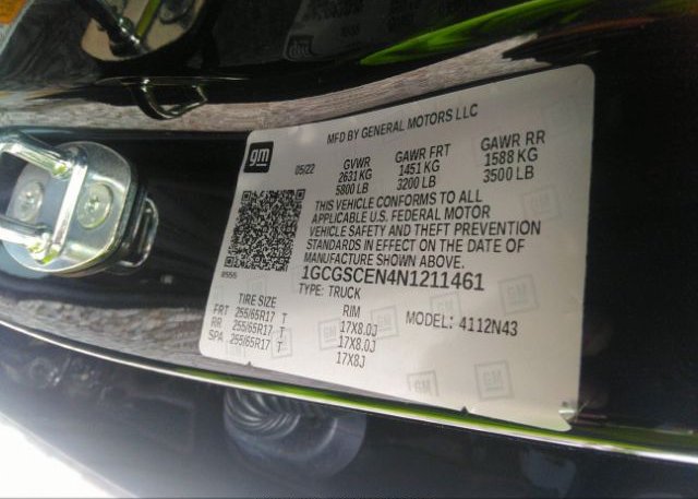 2022 CHEVROLET COLORADO(VIN: 1GCGSCEN4N1211461
