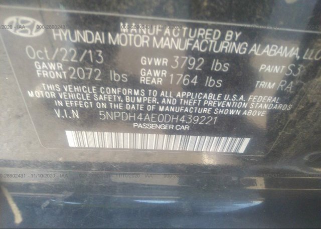 5NPDH4AE0DH439221 2013 HYUNDAI ELANTRA